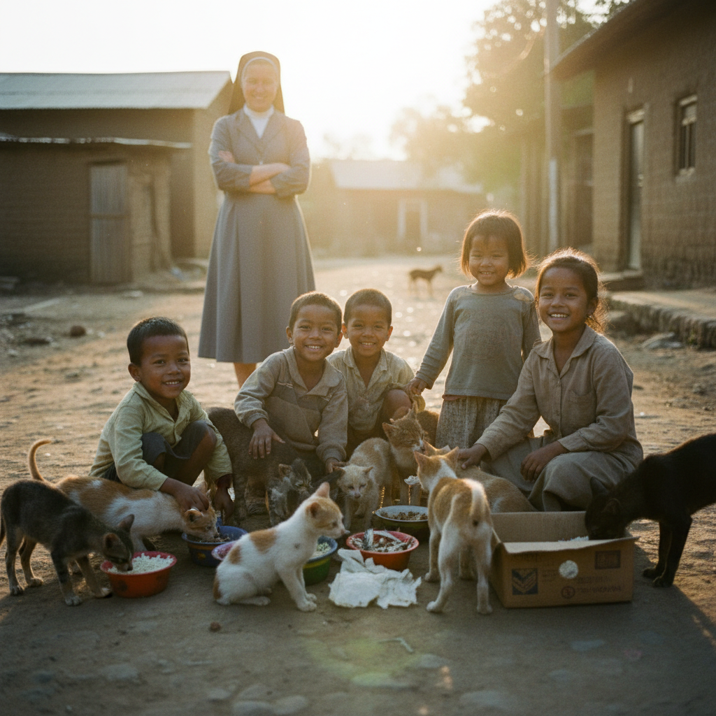 Children Feeding Street Animals